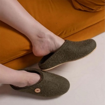 Домашние валенки Step, зеленые (олива) фото 