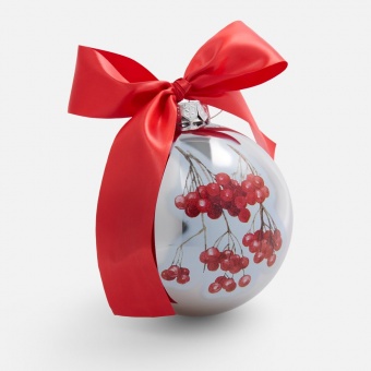 Елочный шар Finery Gloss, 8 см, глянцевый серебристый фото 