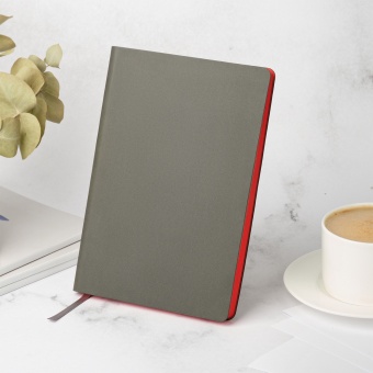 Ежедневник Latte soft touch недатированный, серый/красный фото 