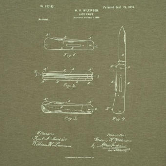 Футболка приталенная Old Patents. Knife, меланж хаки фото 3