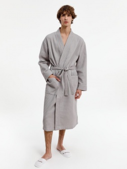 Халат вафельный Kimono, светло-серый фото 
