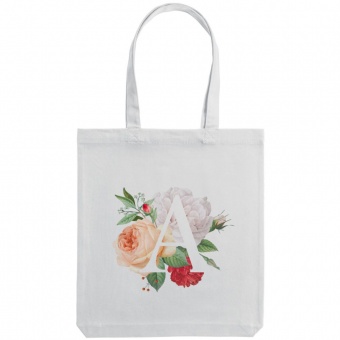Холщовая сумка «Цветочная азбука: А», молочно-белая фото 