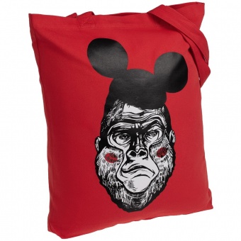 Холщовая сумка Monkey Mouse, красная фото 
