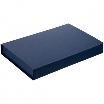 Коробка Silk с ложементом под ежедневник 13x21 см, флешку и ручку, ver. 2, темно-синяя фото 