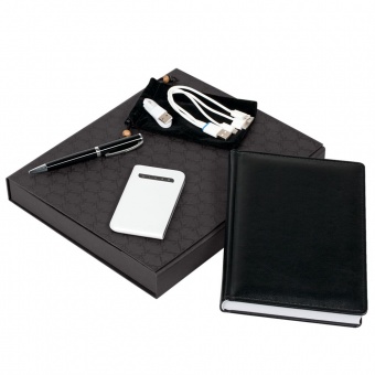 Коробка Status под ежедневник, аккумулятор и ручку, черная фото 
