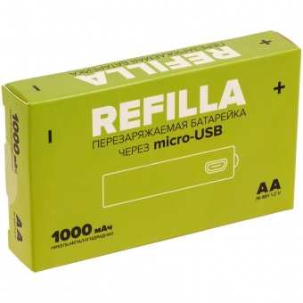 Набор перезаряжаемых батареек Refilla AA, 1000 мАч фото 