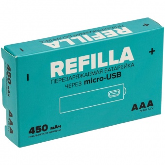 Набор перезаряжаемых батареек Refilla AAA, 450 мАч фото 
