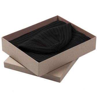 Набор Stripes: шарф и шапка, черный фото 