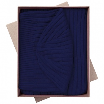 Набор Stripes: шарф и шапка, темно-синий фото 