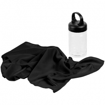 Охлаждающее полотенце Frio Mio в бутылке, черное фото 