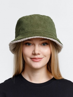 Панама Bucket двусторонняя утепленная, хаки с бежевым фото 9