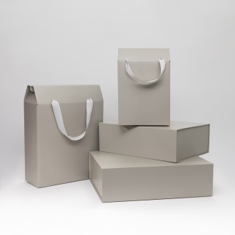 Подарочная коробка-трансформер средняя, серая фото 