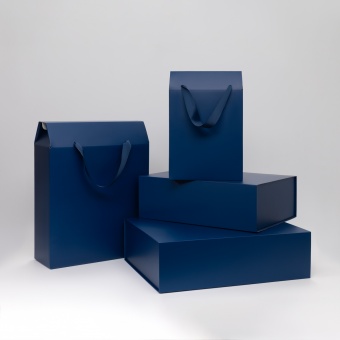 Подарочная коробка-трансформер средняя, синяя фото 