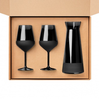 Подарочный набор декантер + 2 бокала для вина Black Edition, черный фото 