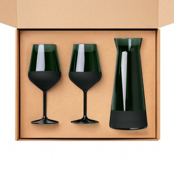 Подарочный набор декантер + 2 бокала для вина Emerald, зеленый фото 