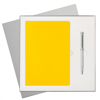 Подарочный набор Rain, желтый (ежедневник, ручка) фото 