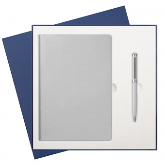 Подарочный набор Spark, серебряный (ежедневник, ручка) фото 