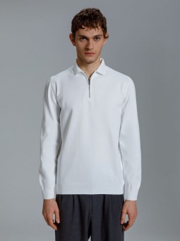 Рубашка поло мужская с длинным рукавом Terrazzo, белая фото 9