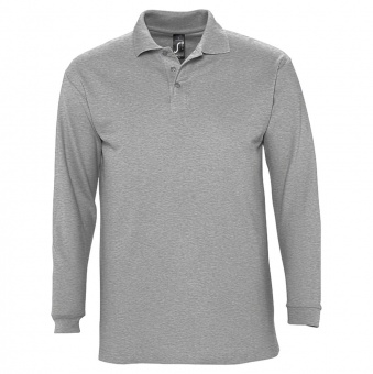 Рубашка поло мужская с длинным рукавом Winter II 210 серый меланж фото 3
