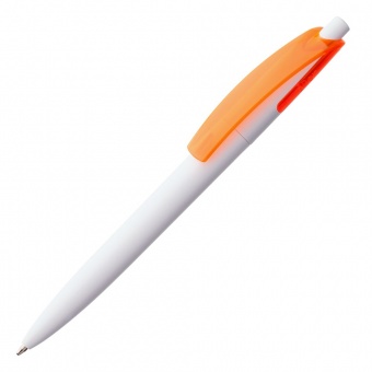 Ручка шариковая Bento, белая с оранжевым фото 
