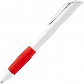 Ручка шариковая Grip, белая с красным фото 