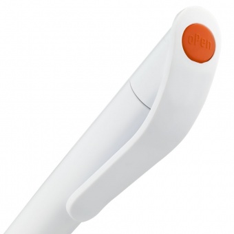 Ручка шариковая Grip, белая с оранжевым фото 