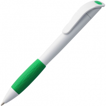 Ручка шариковая Grip, белая с зеленым фото 