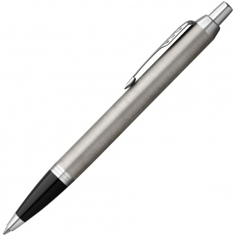 Ручка шариковая Parker IM Essential Stainless Steel CT, серебристая с черным фото 