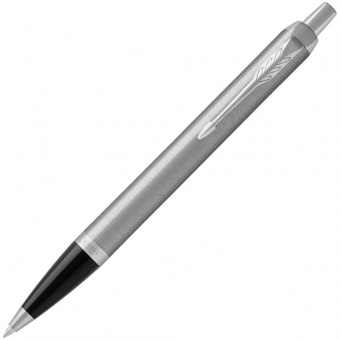 Ручка шариковая Parker IM Essential Stainless Steel CT, серебристая с черным фото 