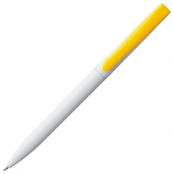 Ручка шариковая Pin, белая с желтым фото 