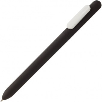 Ручка шариковая Swiper Soft Touch, черная с белым фото 