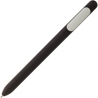 Ручка шариковая Swiper Soft Touch, черная с белым фото 