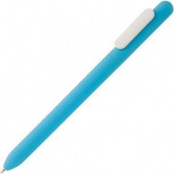 Ручка шариковая Swiper Soft Touch, голубая с белым фото 
