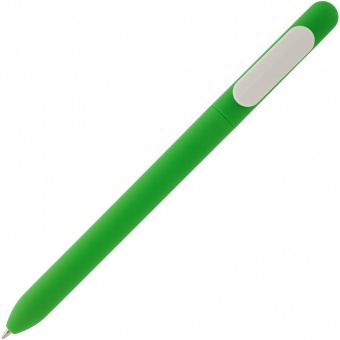 Ручка шариковая Swiper Soft Touch, зеленая с белым фото 