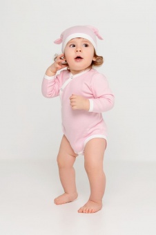 Шапочка детская Baby Prime, розовая с молочно-белым фото 