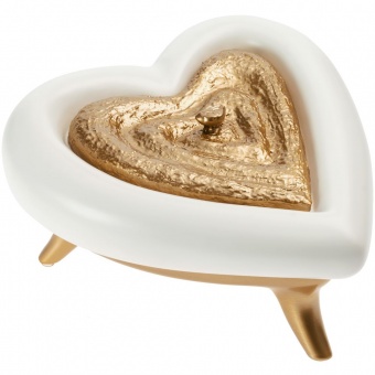 Шкатулка «Сердце», бело-золотая фото 