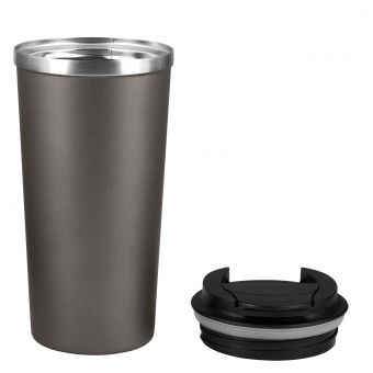 Термокружка вакуумная Palermo, серая, матовая поверхность фото 