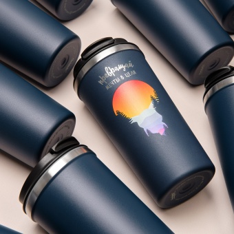 Термокружка вакуумная Palermo, синяя фото 