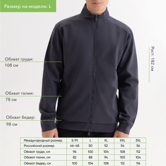 Толстовка на молнии ASTIN антрацит, размер S/M фото 