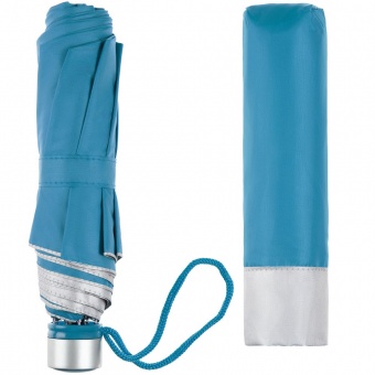 Зонт складной Silverlake, голубой с серебристым фото 